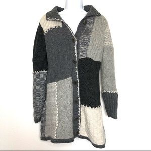 Sundance lambswool blend patchwork long cardigan